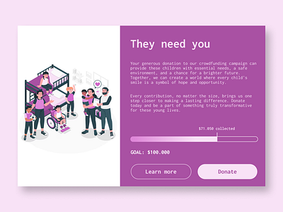 DailyUI 32: Crowdfunding campaign crowdfund crowdfunding dailyui dailyui032 dailyui32 design donate donation help illustration orphanage orphans sos typography ui ux victims volunteer website