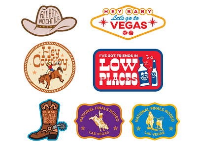 National Finals Rodeo american west badge boots bullrider country music cowboy cowboy boot cowboy hat horse illustration las vegas lasoo logo patch riding rodeo spurs typography vector western