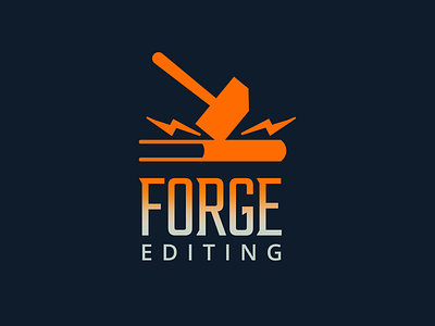 Forge Editing Branding book branding fantasy forge gradient hammer lightning logo magic science fiction typography