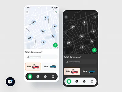 Car Ride & Rental App UI Kit app branding car app car ride colors comoinebt design figma graphic design icon product rent app ride app service typography ui ui design ui kit ui8 uiuxdesign