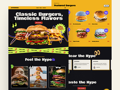 Retro Burger Restaurant Landing Page design graphic design ui ux vector web design