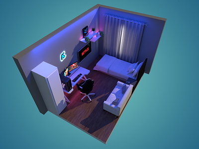 Minimal Gaming & Bedroom 3d 3d design 3d max 3d modeling 3d rendering animation design gaming room interior design lumion rendering
