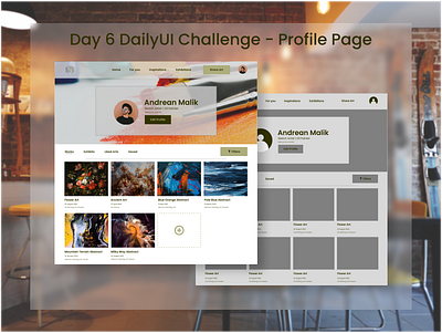 Day 6 DailyUI Challenge - User Profile Page #DailyUI art gallery dailyui profile page ui