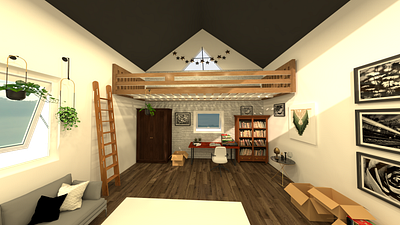 Cozy room with Loft bed 3d 3d design 3d max 3d modeling 3d rendering cozy design interior design loft lumion