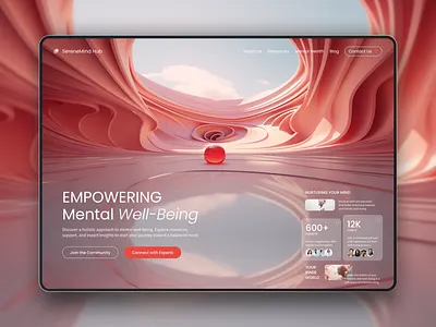 SereneMind Hub: Mental Well-Being Website Concept aiwebsite healthweb healthwebsite mentalhealt mentalwellnessdesign modernwebsite transperant ui uiux ux wellbeign wellbeignwebsite