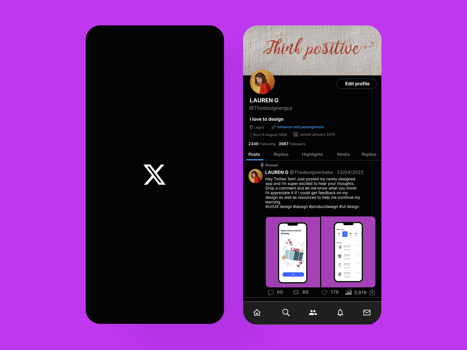 X app by Aisha Mahmud on Dribbble