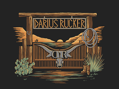 Darius Rucker- 2023 Merch Design apparel design gate graphic art graphic design illustration merch merchandise procreate ranch screen print western