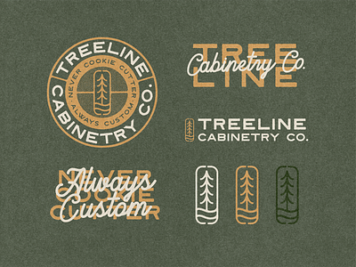 Treeline Cabinetry Co. badge branding design illustration logo vintage