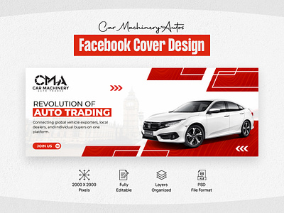 CMA Trades - Car Business Facebook Banners animation app banner ads banner design branding business cover business facebook cover car banner car facebook cover car post design design facebook cover design graphic design illustration logo ui vector