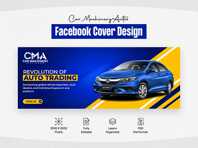 CMA Trades - Car Business Facebook Banners animation app banner ads banner design branding car banner cover design cover template design facebook cover facebook cover design facebook cover template graphic design illustration logo ui vector