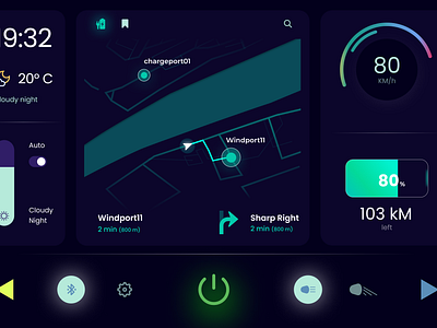 EV Scooter Dashboard | DailyUI app car dashboard car interface car panel dailyui das dashboard design ev ev car ev interface interface navigation onoff panel switch ui uiux vehicle weather