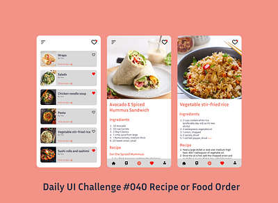 Daily UI Recipe or Food Order #040 dailyui food foodorder recipe ui ui uiux uidesign ux