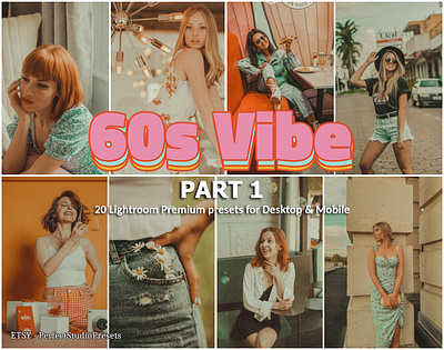 20 Lightroom Presets 60s Vibe part 1 35mm 60s 70s 80s 90s addons analog design film filter graphic design lightroom portrait presets retro