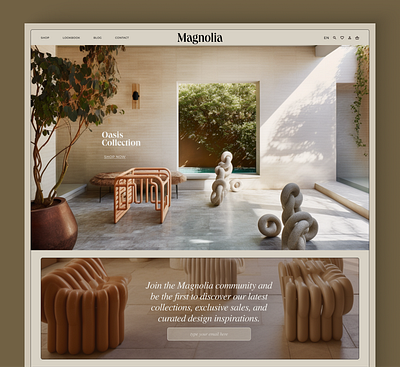Magnolia Web Site Design: Landing Page & Sign Up UI ai branding daily ui dailyui figma graphic design midjourney ui
