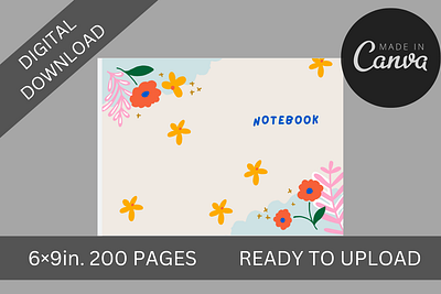 INTERIOR+COVER FOR FLOWER KDP LINED PAPER, LOW CONTENT BOOK branding design graphic design illustration kindle direct pub typography ui ux vector