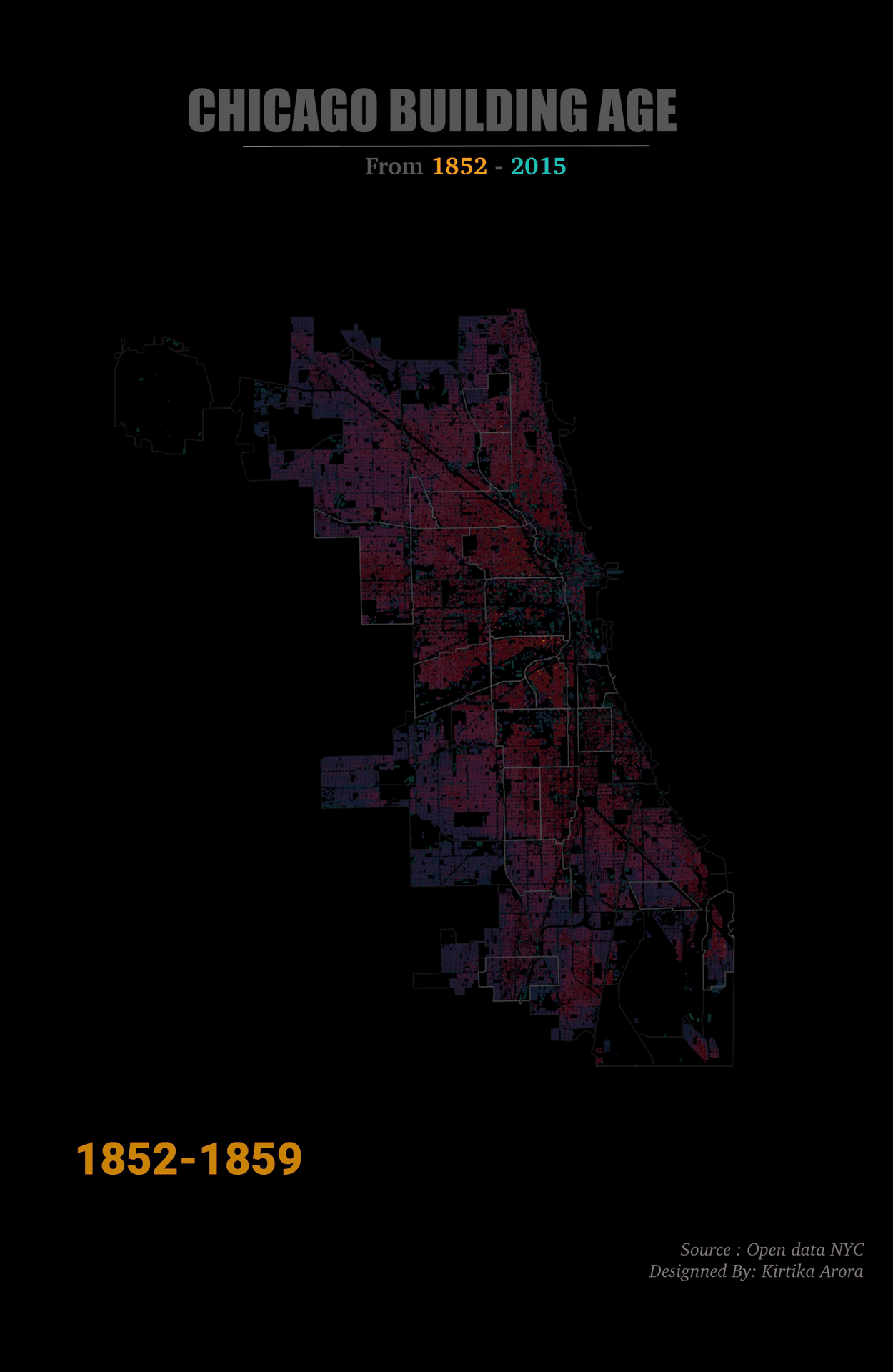 Map of Chicago’s Architectural Legacy (Data Visualization) animation buildings chicago colors data visualization map motion graphics