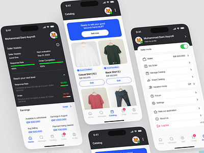 Thryft - Second-hand Items Marketplace (Seller) app application clean dashboard design ecommerce preloved second seller ui