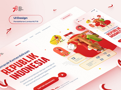 Responsive UI for Registration Page Indonesia Independence day 78 august branding competition contest hutri independence independenceday indonesia red registration uidesign webdesign white