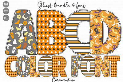 Ghost Color font OTF design ghost halloween halloween doodle alphabet halloween font instant download pumpkin spooky