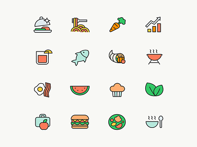 Food Icons breakfast cooking cuisine dinner eat food icons illustration lunch monoline pasta