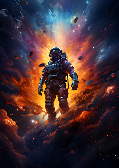 Astronaut in Nebula Dreamscape adventure astronaut cinematic colourful fantasy galaxy gravity nebula planet sci fi space stars surreal universe