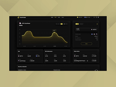 Smart Vaults & Loans Concept - Staking Web3 App UI UX Dashboard crypto dashboard defi extej finance financial app fintech invest investing investments loan loans saas staking ui ux vaults wallet web app web design web3