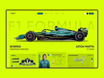Aston Martin F1 team alonso bolid car design f1 f1formula formula graphic design landig page landing minimalism racer racing supercar ui гонки формула