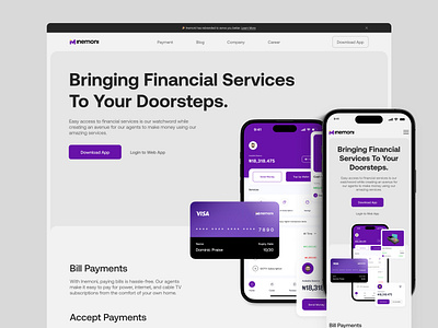 Inemoni Landing Page design fintech landing page landing page product design ui ui design uiux uiux design user experience user interface ux ux design web design website design website landing page