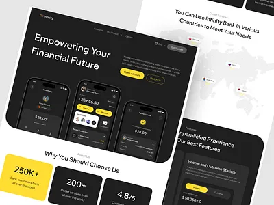 Infinity Bank - Landing Page clean finance app finance landing page fintech landing page mobile banking money payment app technology transaction app ui ux web design