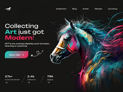 NFT Collection Landing Page 3d clean colors creative crypto header illustration landing page marketplace minimal motion graphics nft trading platform typography ui ux website