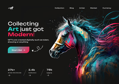 NFT Collection Landing Page 3d clean colors creative crypto header illustration landing page marketplace minimal motion graphics nft trading platform typography ui ux website
