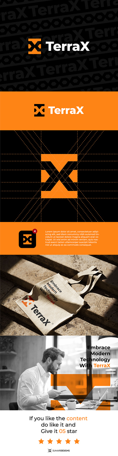 TerraX logo a4 brochure animation brand branding business brochure graphic design logo logo inspiration logo presentation marketing motion graphics orange logo poster ui