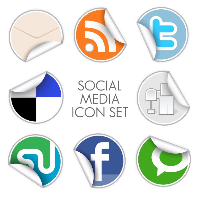 Social Media Icon set - round stickers