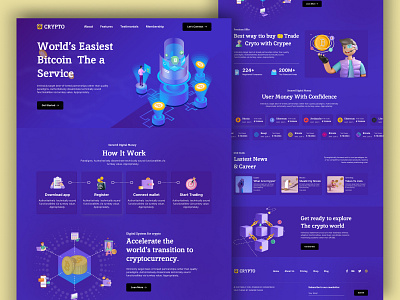 Crypto landing page website design bitcoin blackcoin blockchain clean coin crypto cryptocurrency exchange finance fintech homepage landing saas trading ui ui design ux wallet web design website