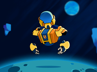 Zod Mascot Animation after effects animated animation character animation galaxy gif illustration mascot mascot character morphing motion motion graphics planet playful robot space ui uranus