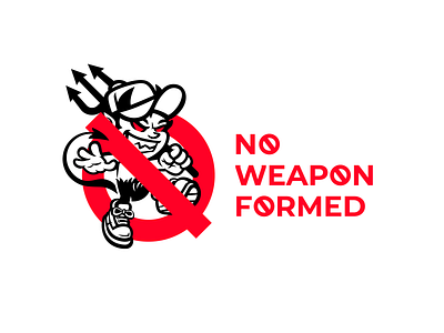 No weapon formed brand branding caps design devil evil eye font formed identity letter logo logotype no red sneakers stop trident weapon