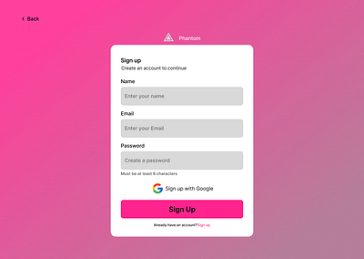 Sign Up page web view signup ui ui uiux uidesign ux web website