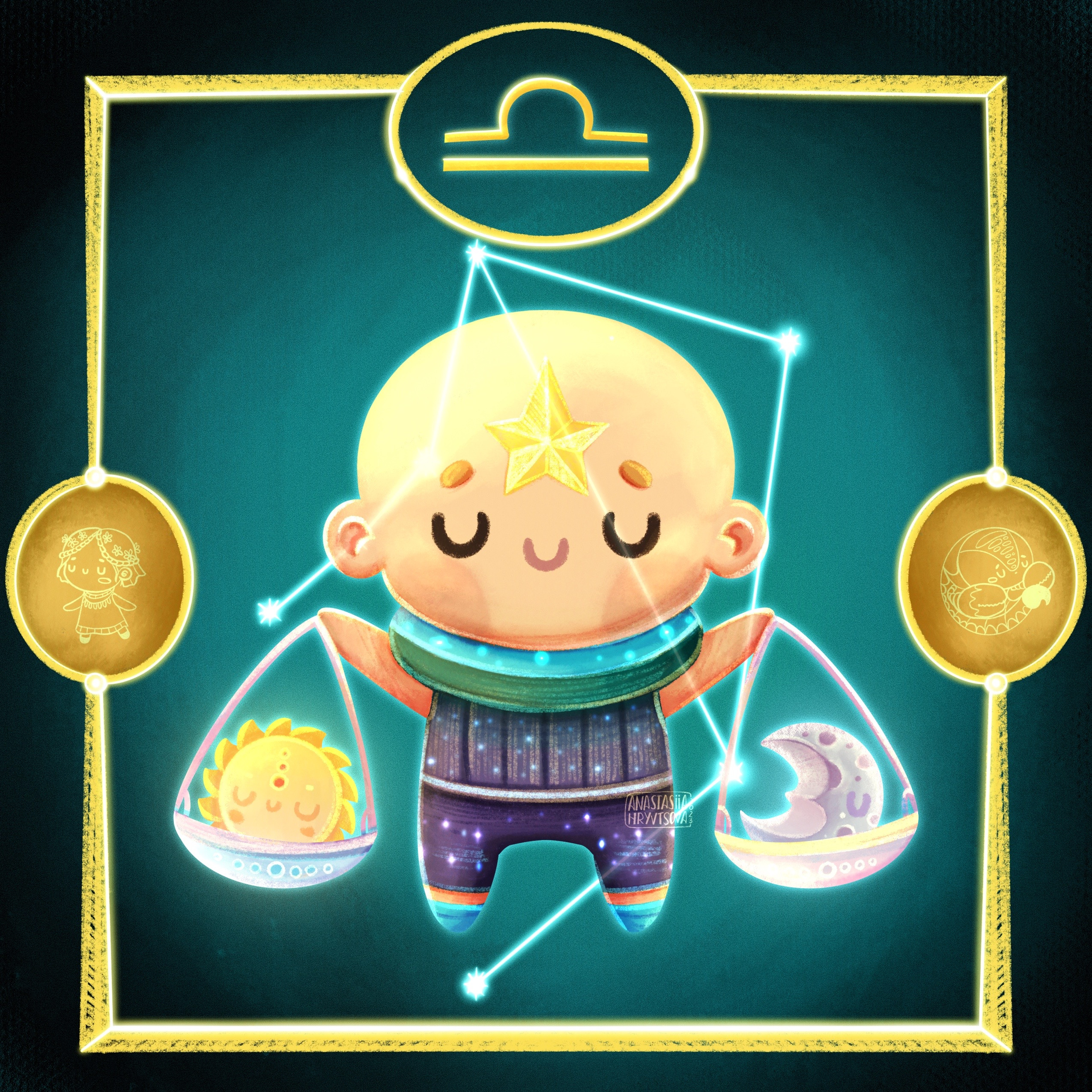 Character Design of Libra Zodiac Sign art children illustration illustration illustrator kid art libra procreate raster illustration zodiac