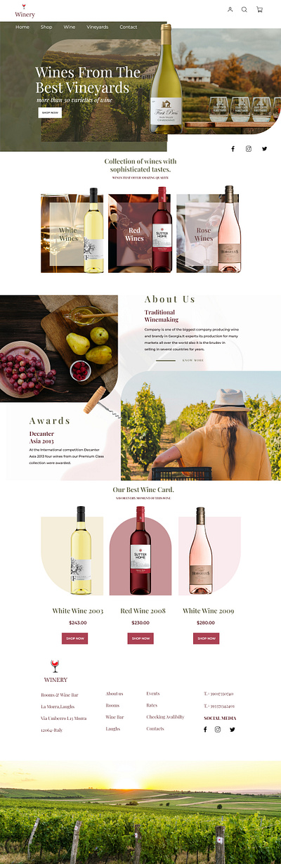 Wine Web Layout branding design typography ui ux