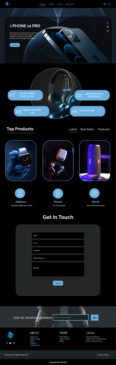 Electronics Web Layout branding design typography ui ux