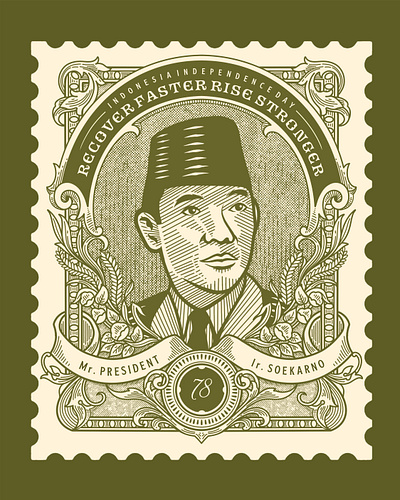 Indonesia Independence Day! branding design geometric graphic design hand drawn illustration indonesia line lineart logo monoline packaging soekarno vintage