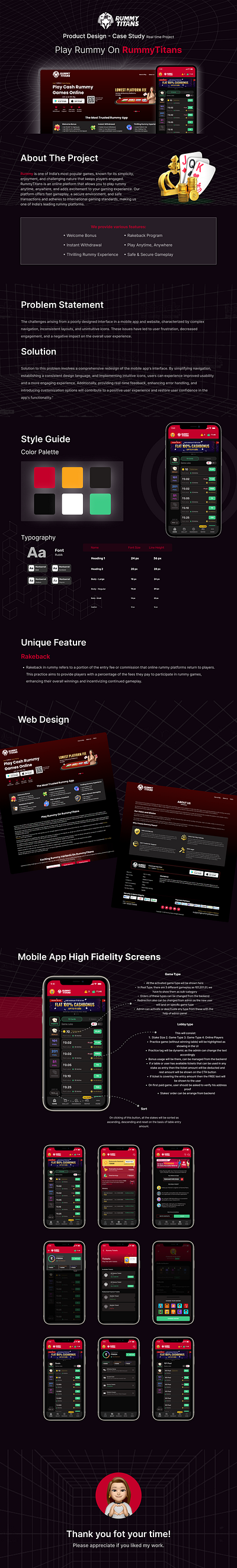 Rummy app case study! app design figma mobileapp ui ui design ux webdesign website