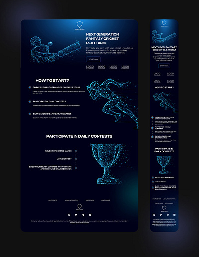 Fantasy Cricket Landing Page UI/UX cricket design fantasy figma landing design nft ui ux website design