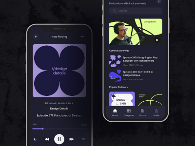 📱 Podcast platform | Hyperactive colors design hyperactive icons interfaces main screen mobile mobile app mobile design play screen podcast platform product design streaming subscriptions typography ui ux web design