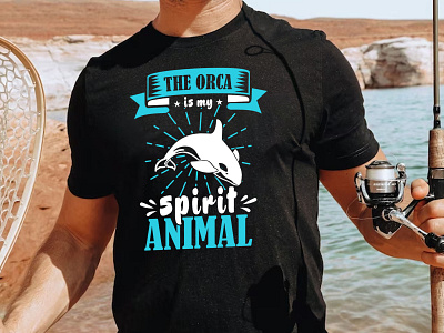 Fishing T-Shirt Design | Spirit Animal Tee Shirt branding design etsy fishing fishing graphic shirt graphic design illustration logo merch by amazon orca print on demand redbubble shopify spirit animal teepublic teespring the orca typography zazzle