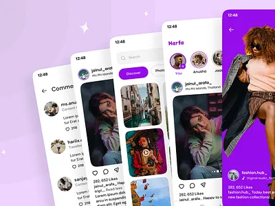 Social Media App app chat content creators creators hub design digital content group chat instagram messenger mobile mobile app short videos social social application social media streaming app tiktok ui ux video call visual design