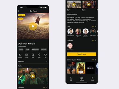 Streaming platform app application dark mode design ios mobile design streaming ui