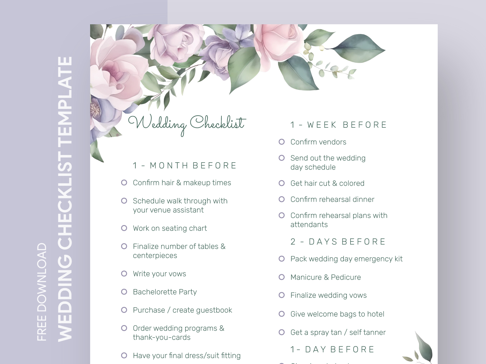 Wedding Flower Checklist Printable | Best Flower Site