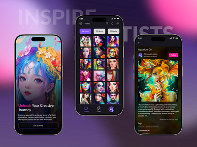 ArtMosaic – Mobile App for Art Sharing & Creative Community art art app art sharing app artapp design mobile app motion design motion graphics product design ui ui ux