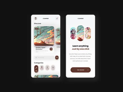 Courser mobile application design adobe xd app app design branding course app figma graphic design identity landing page mobile app redesign ui ui ux
